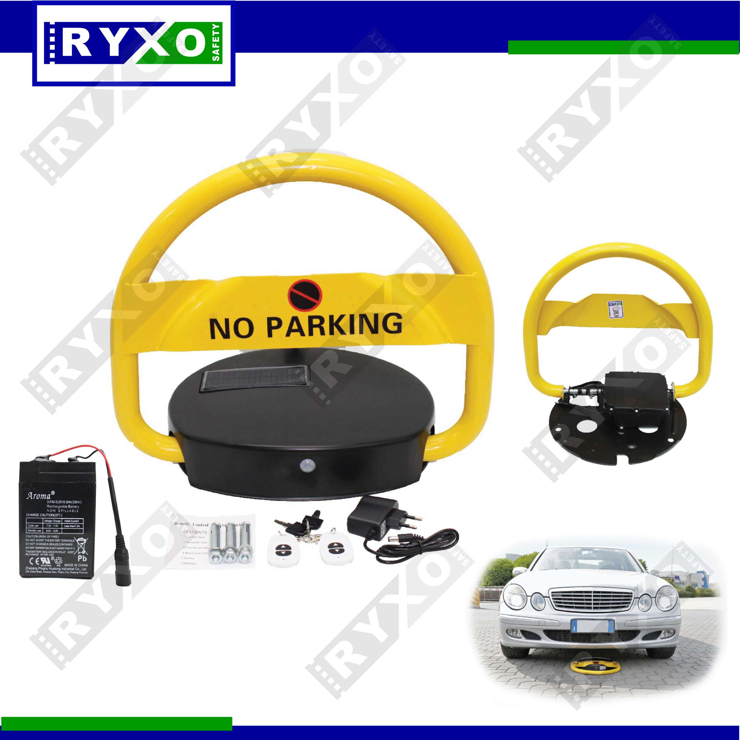 RECHARGEABLE BATTERY OPERATED AND SOLAR PARKING LOCKS WITH REMOTES WHOLESALE AND RETAIL SUPPLIER IN MUSSAFAH , ABUDHABI ,UAE BY RYXO SAFETY | #11059