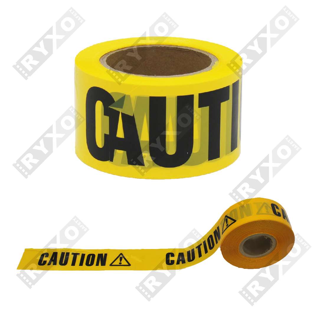 BARRICADE TAPE CAUTION YELLOW 3"INCHX300MTR SUPPLIER IN ABUDHABI , UAE BY RYXO SAFETY , CLEARWAY