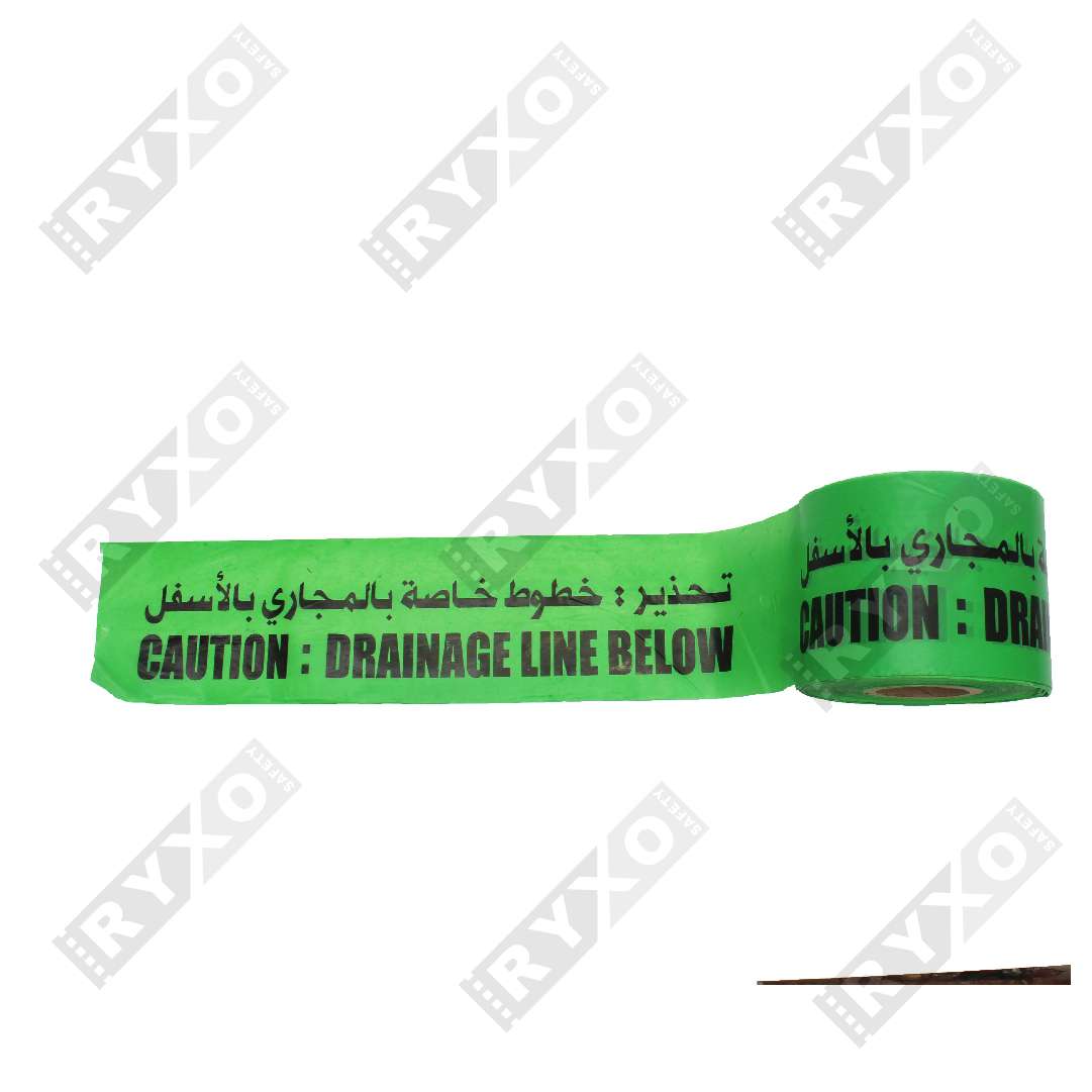 UNDERGROUND WARNING TAPE | CAUTION – DRAINAGE LINE BELOW | 6"x300Mtr | SUPPLIER IN ABUDHABI , UAE