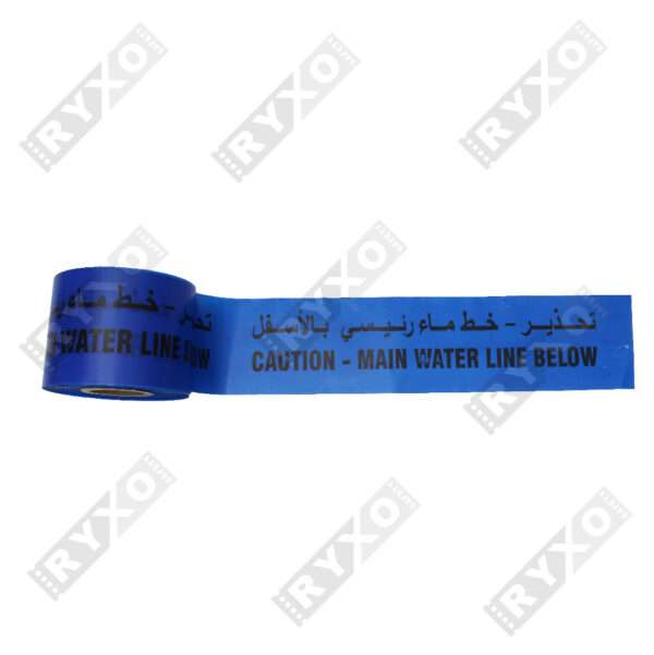 UNDERGROUND WARNING TAPE | CAUTION – MAIN WATER LINE BELOW | 6"x300Mtr | SUPPLIER IN ABUDHABI , UAE BY RYXO SAFETY