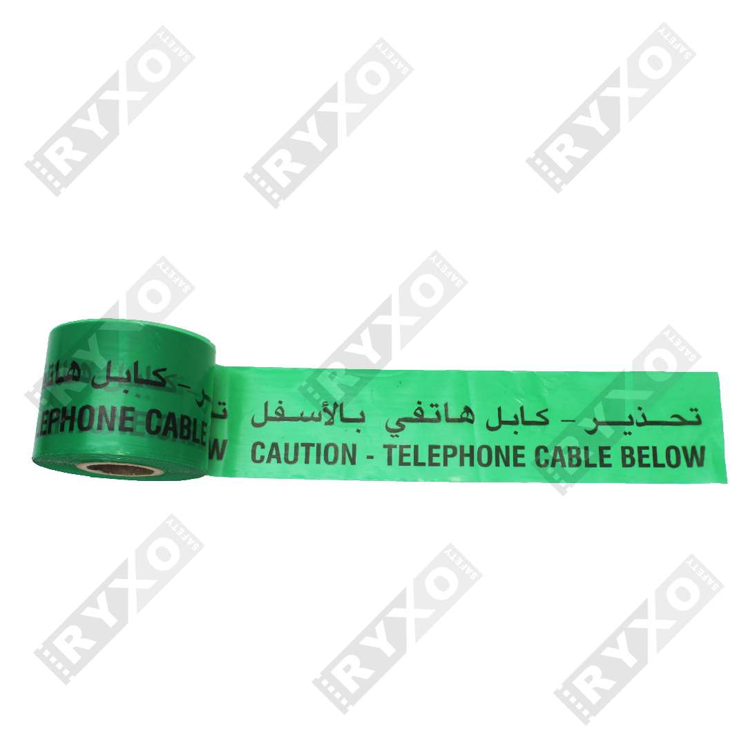 UNDERGROUND WARNING TAPE | CAUTION – TELEPHONE CABLE BELOW | 6"x300Mtr |SUPPLIER IN ABUDHABI , UAE BY RYXO SAFETY