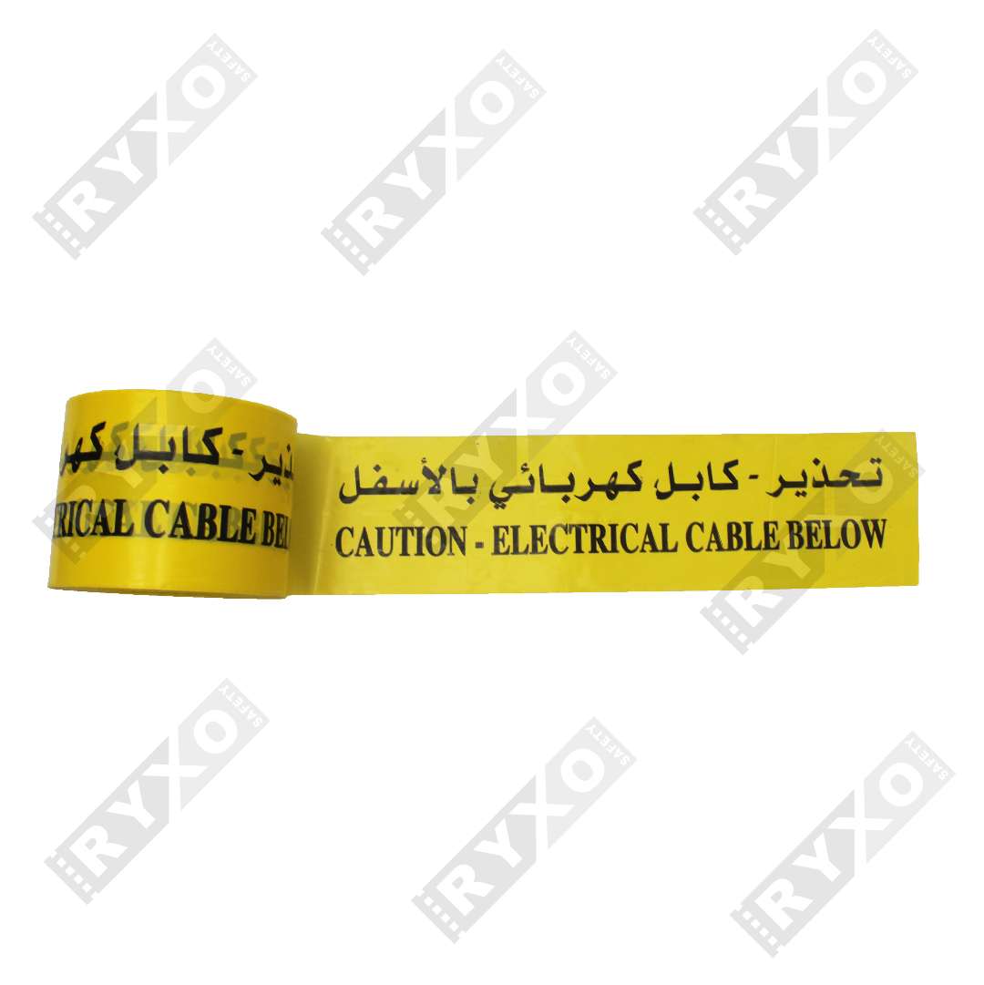 UNDERGROUND WARNING TAPE | CAUTION – ELECTRICAL CABLE BELOW | 6"x300Mtr | SUPPLIER IN ABUDHABI , UAE BY RYXO SAFETY