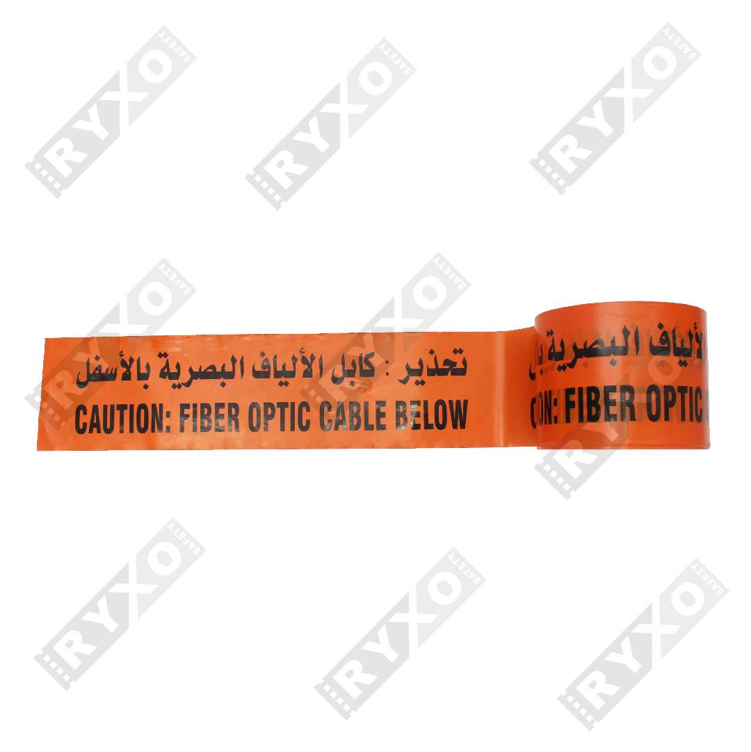 UNDERGROUND WARNING TAPE | CAUTION – FIBER OPTIC CABLE BELOW | 6"x300Mtr | SUPPLIER IN ABUDHABI , UAE BY RYXO SAFETY