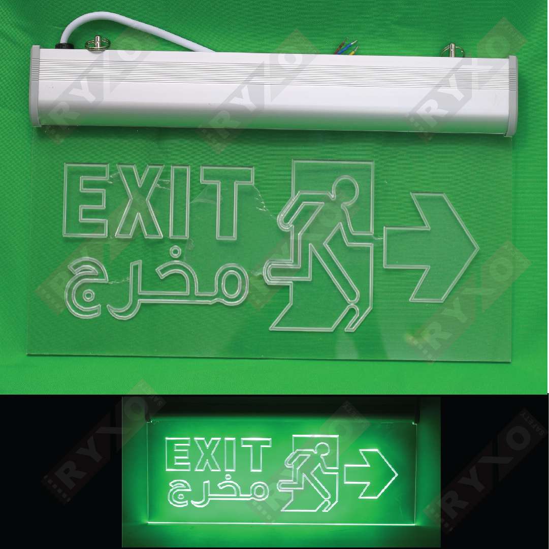 LED TRANSPARENT EMERGENCY EXIT LIGHT SUPPLIER IN ABUDHABI , UAE BY RYXO SAFETY