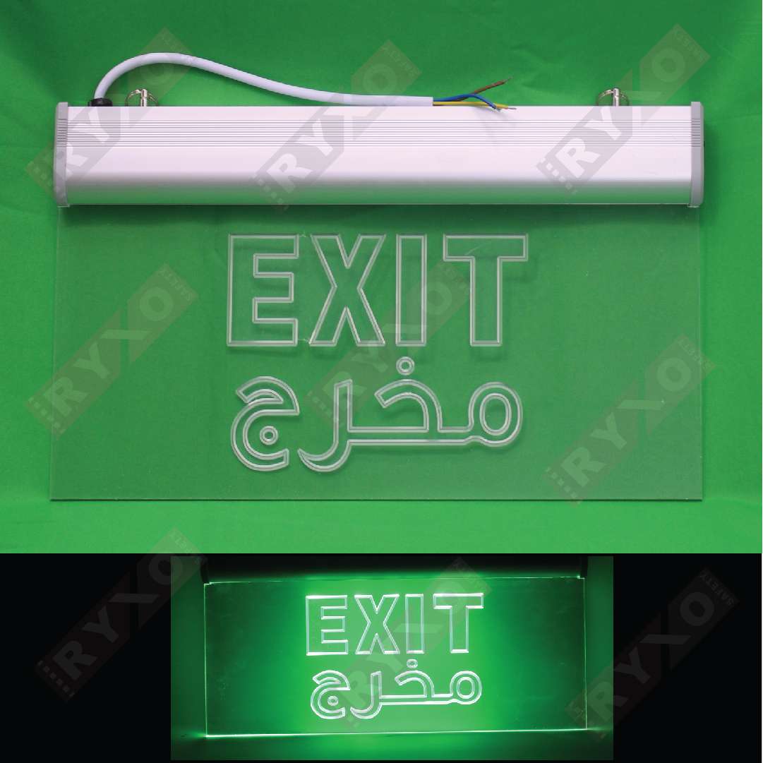 LED TRANSPARENT EMERGENCY EXIT SIGN LIGHT SUPPLIER IN ABUDHABI , UAE BY RYXO SAFETY