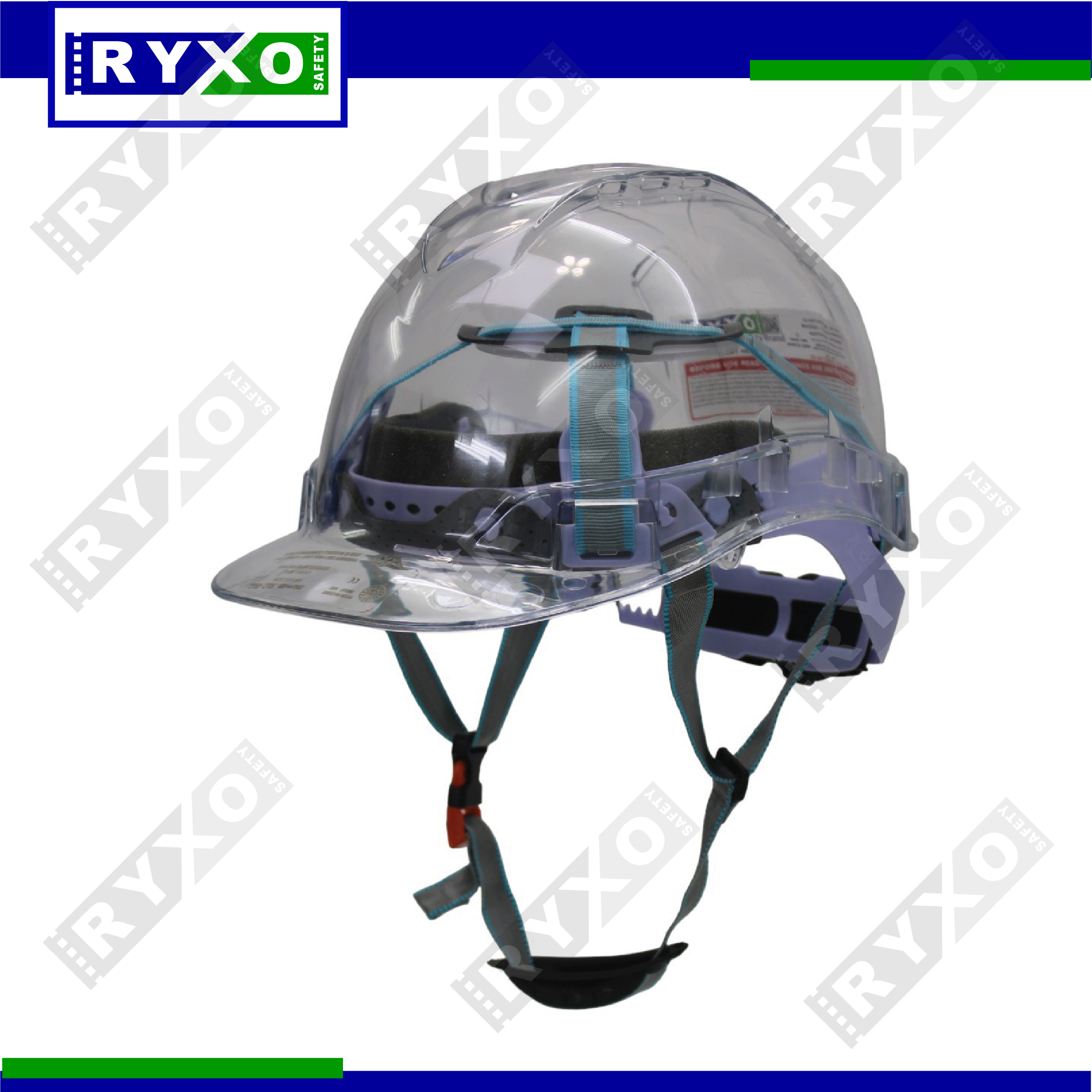"RYXO transparent safety helmet - white – lightweight, durable head protection for construction, industrial, and outdoor work."