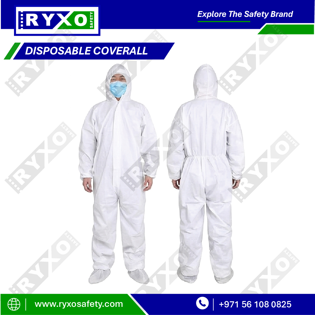 Disposable Coverall With Zip and Hood White RY-15955 RYXO Safety Abu Dhabi UAE