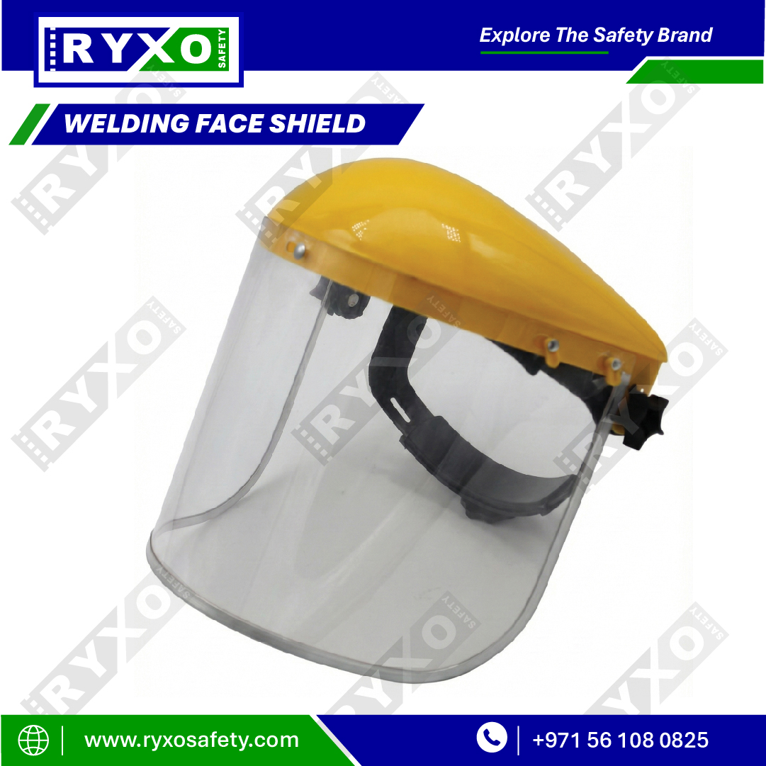 Yellow Grinding Clear Face Shield Aluminium Border RY-15534 RYXO Safety Abu Dhabi UAE